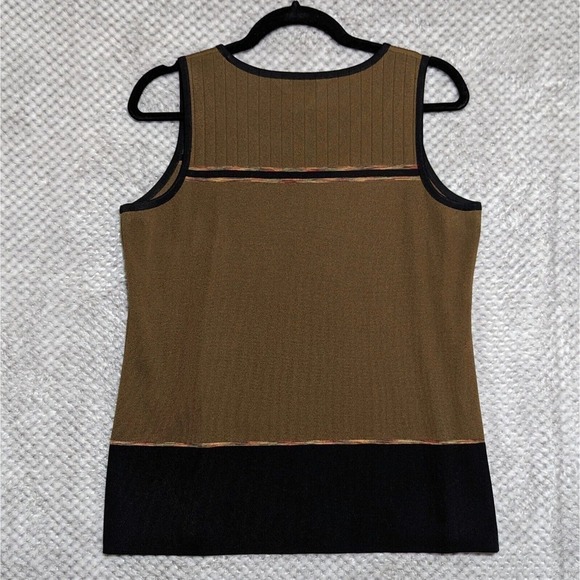 Exclusively Misook Tank Top Medium Brown Sleeveless Top Round Neck Slit Sides - Picture 2 of 7